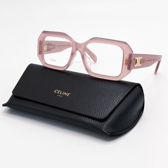 NEW CL50155F 072, CELINE LIGHT PINK GEOMETRIC EYEGLASSES CELINE - Picture 1 of 10